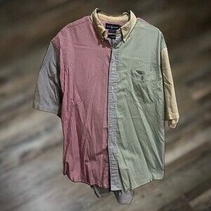 Polo Ralph Lauren Striped Colorblock ShortSleeve ButtonDown XL - 90's Vintage